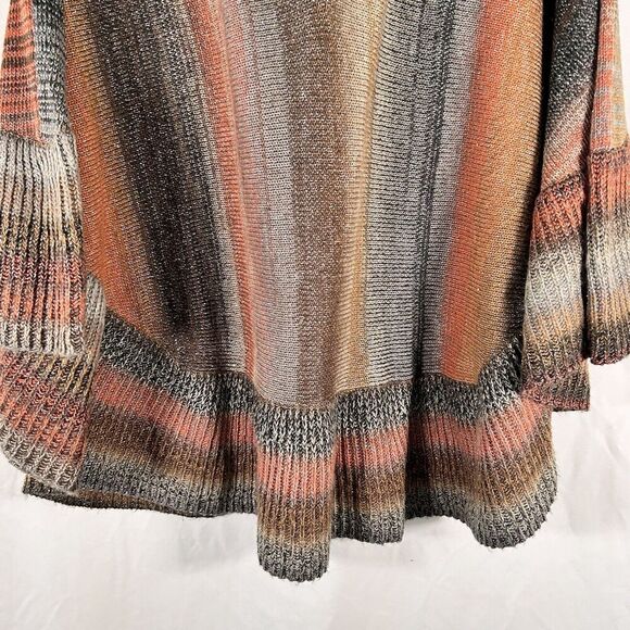 Rancho Estancia Poncho Blouse Women's Small XS Brown Silver Metallic Vneck - Picture 3 of 10